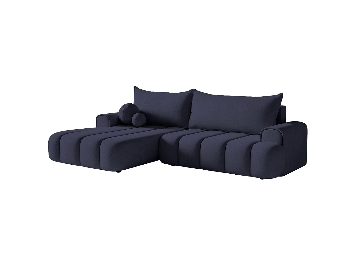Hoekbank - in marineblauw fluweel met stoffering - linkerzijde - DANDELINO