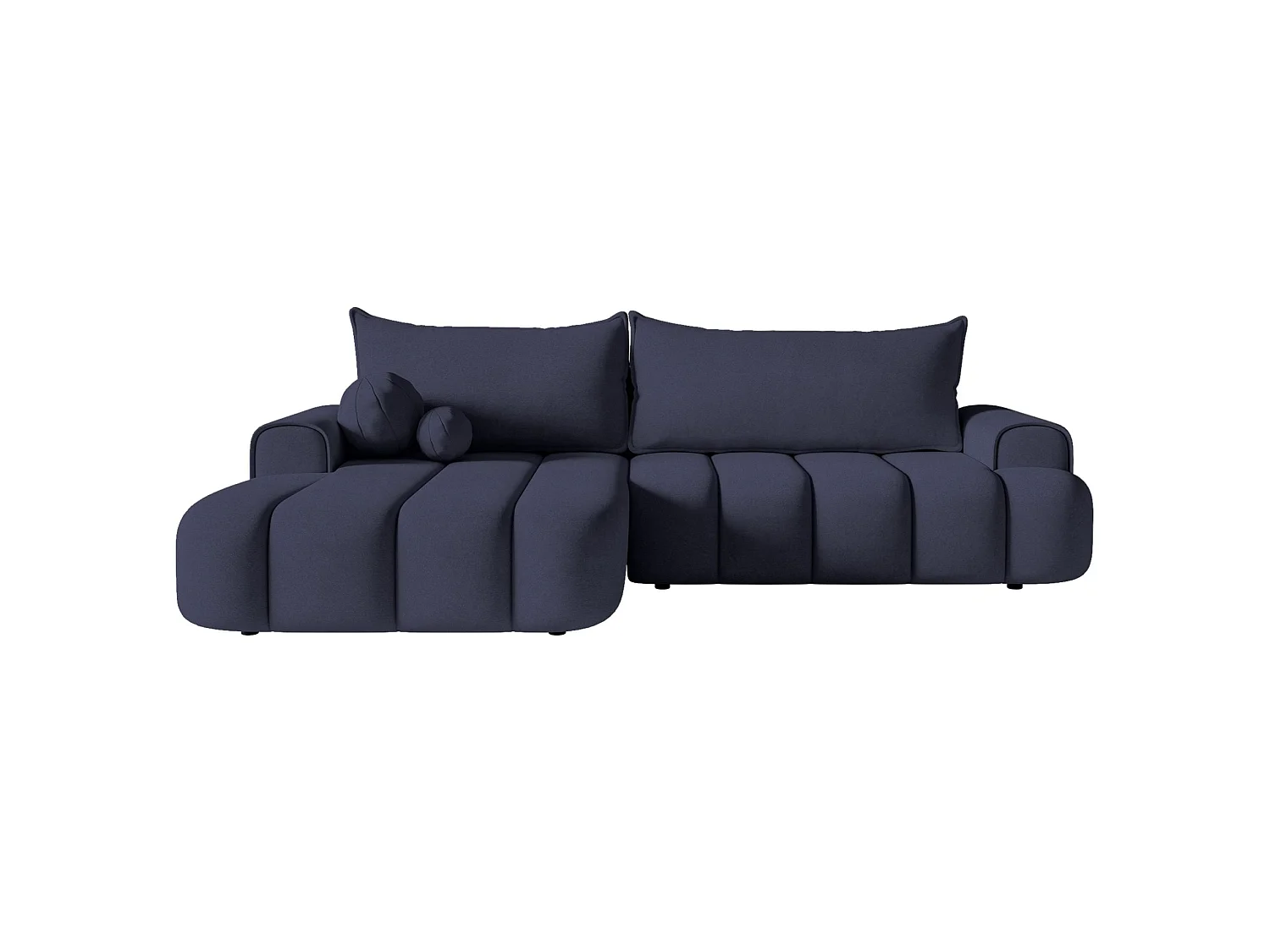 Hoekbank - in marineblauw fluweel met stoffering - linkerzijde - DANDELINO