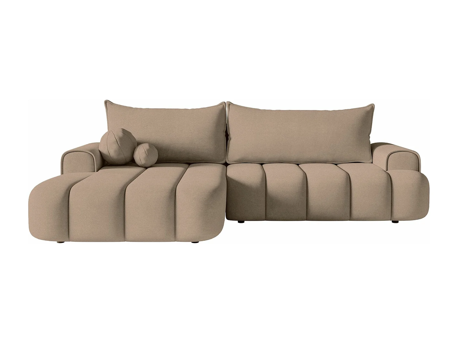 Canapé d'angle convertible - en velours beige foncé avec revêtement - côté gauche - DANDELINO