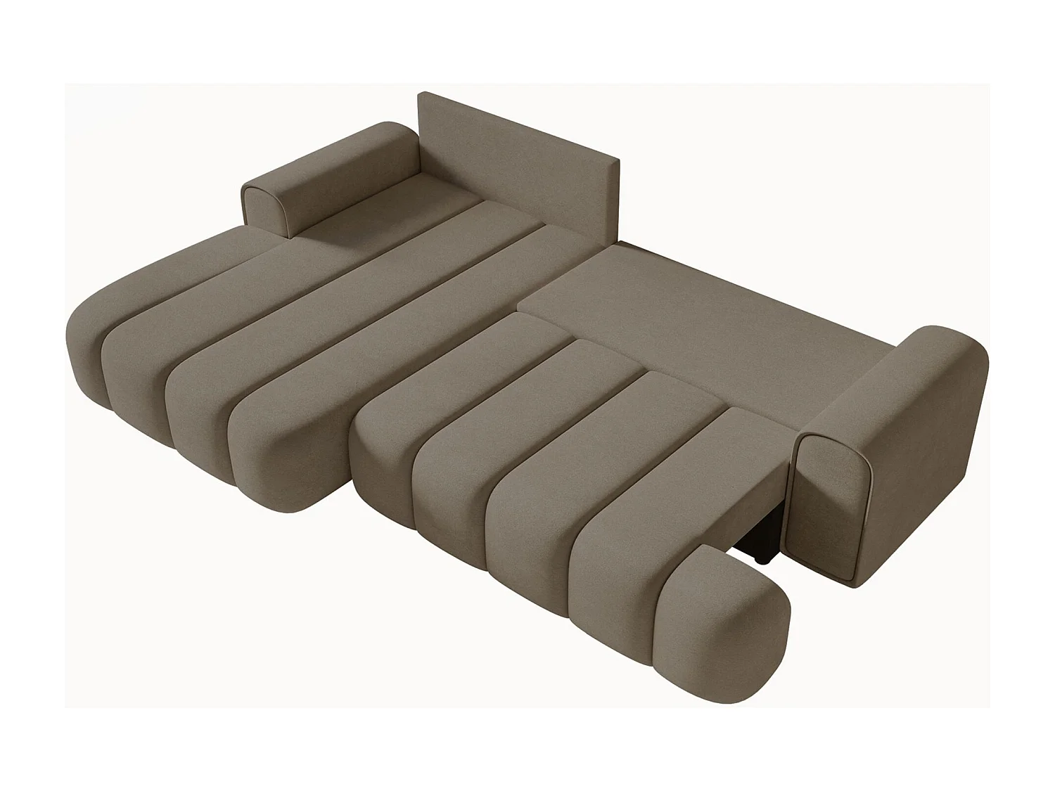 Canapé d'angle convertible - en velours beige foncé avec revêtement - côté gauche - DANDELINO