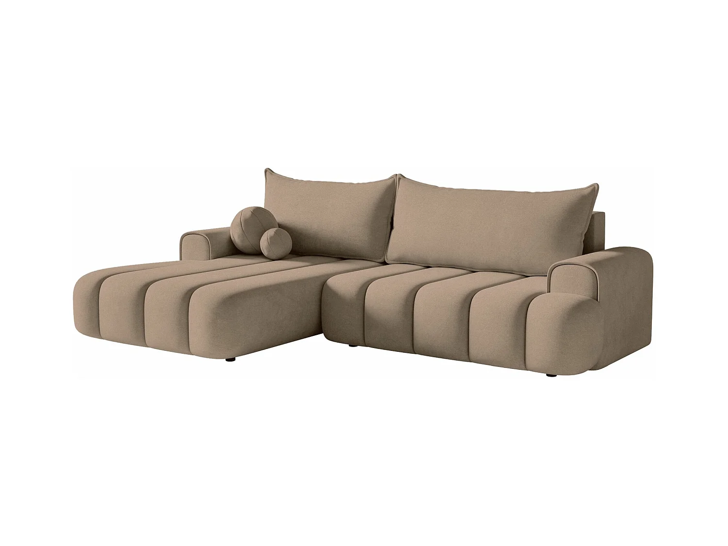 Canapé d'angle convertible - en velours beige foncé avec revêtement - côté gauche - DANDELINO