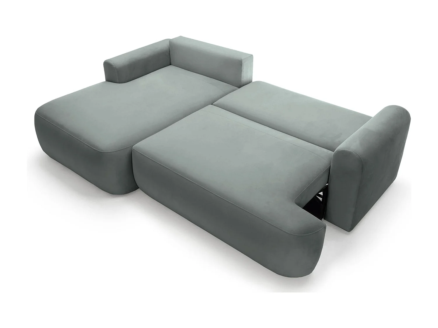 Canapé d'angle réversible - en velours gris- côté gauche - OVO L