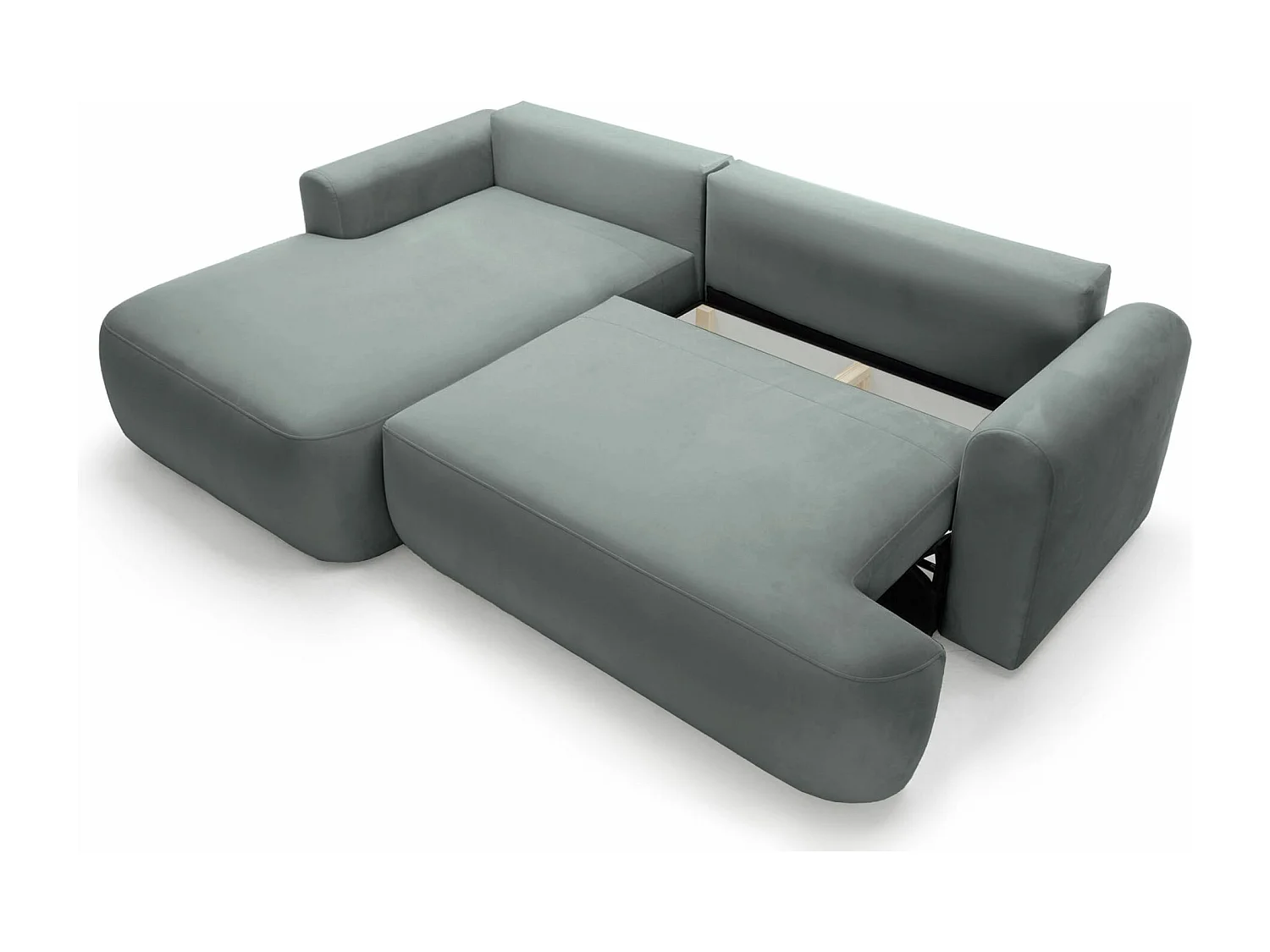 Canapé d'angle réversible - en velours gris- côté gauche - OVO L