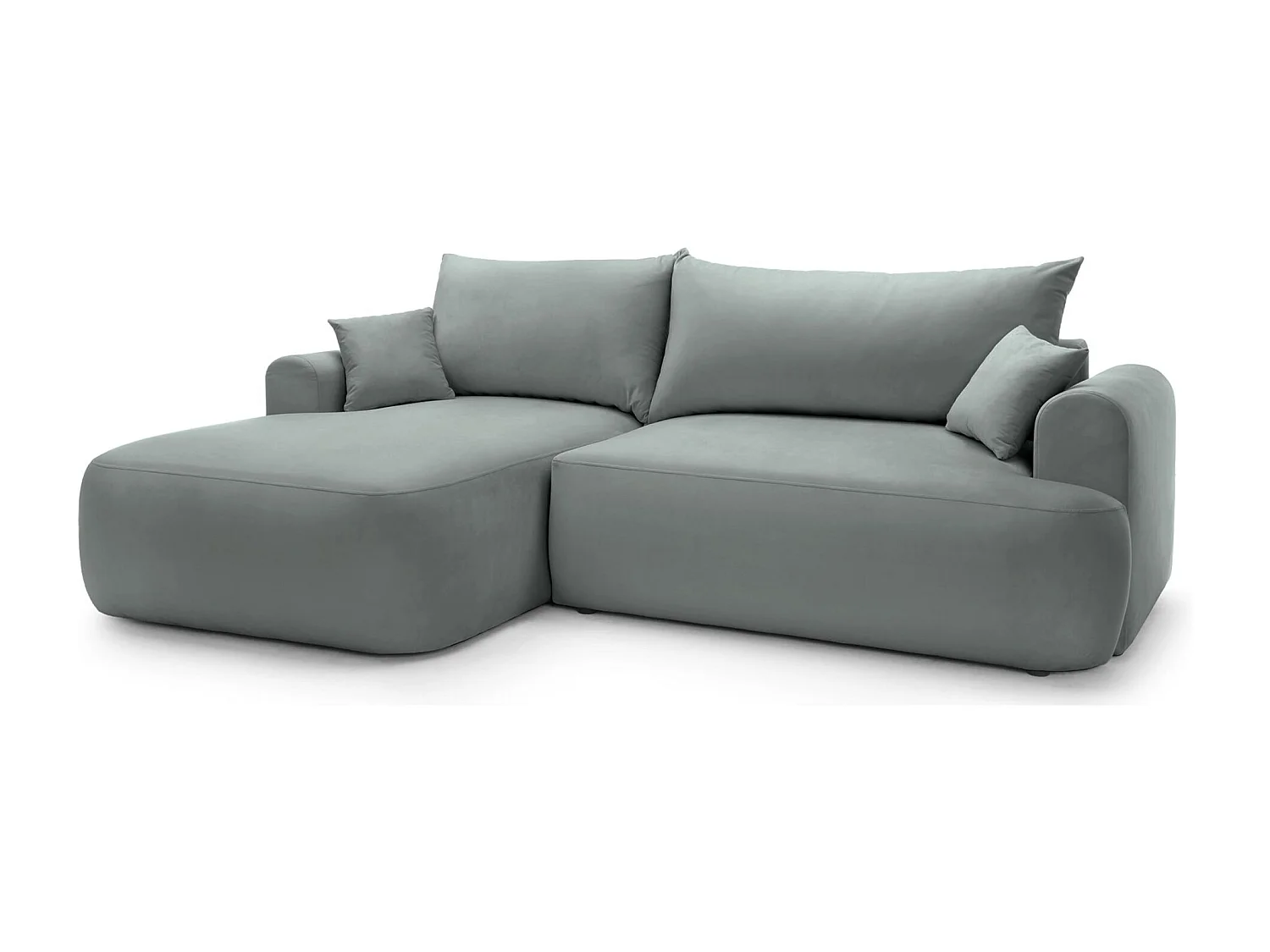 Canapé d'angle réversible - en velours gris- côté gauche - OVO L