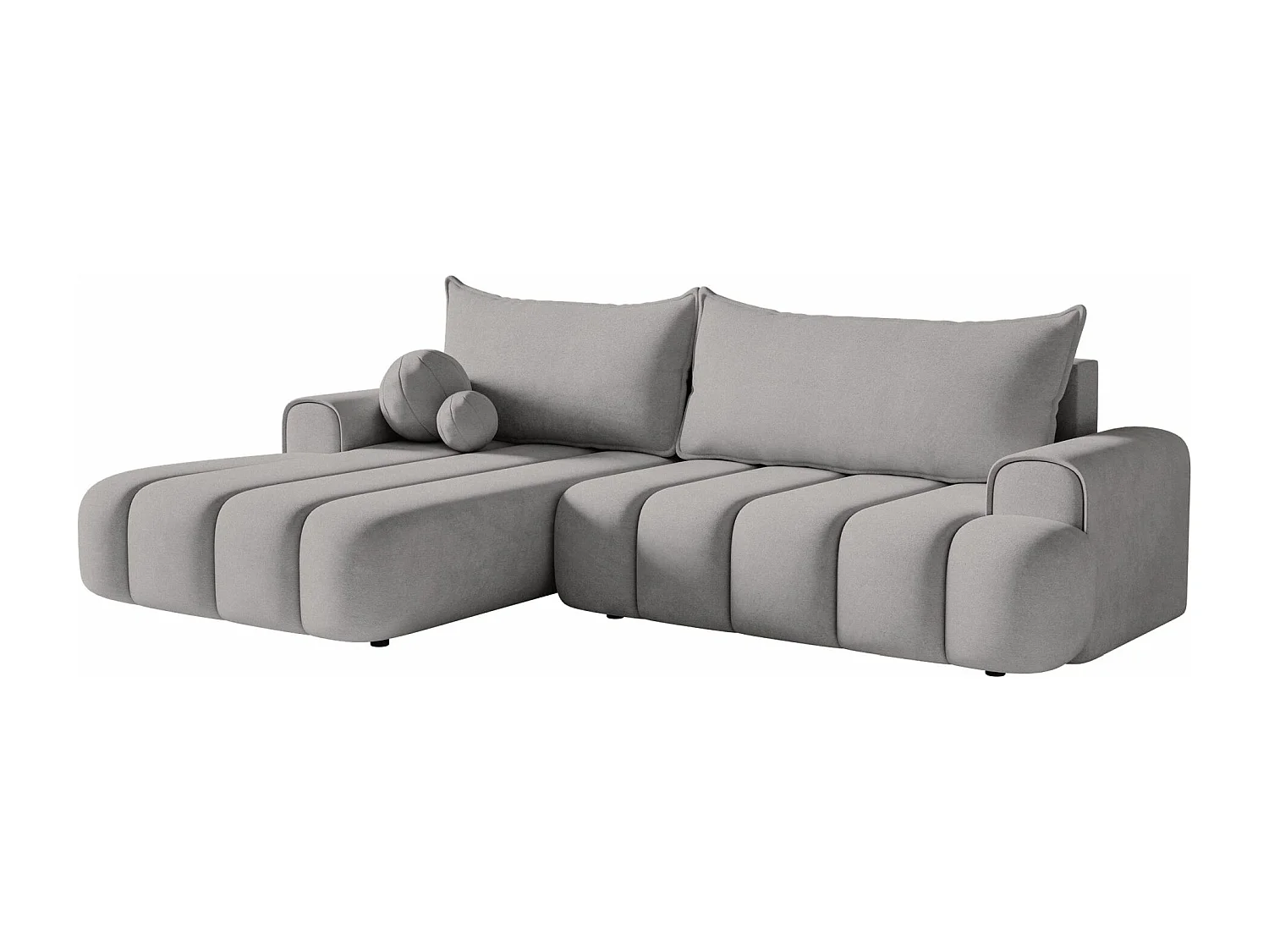 Canapé d'angle convertible - en velours gris avec revêtement -côté gauche - DANDELINO