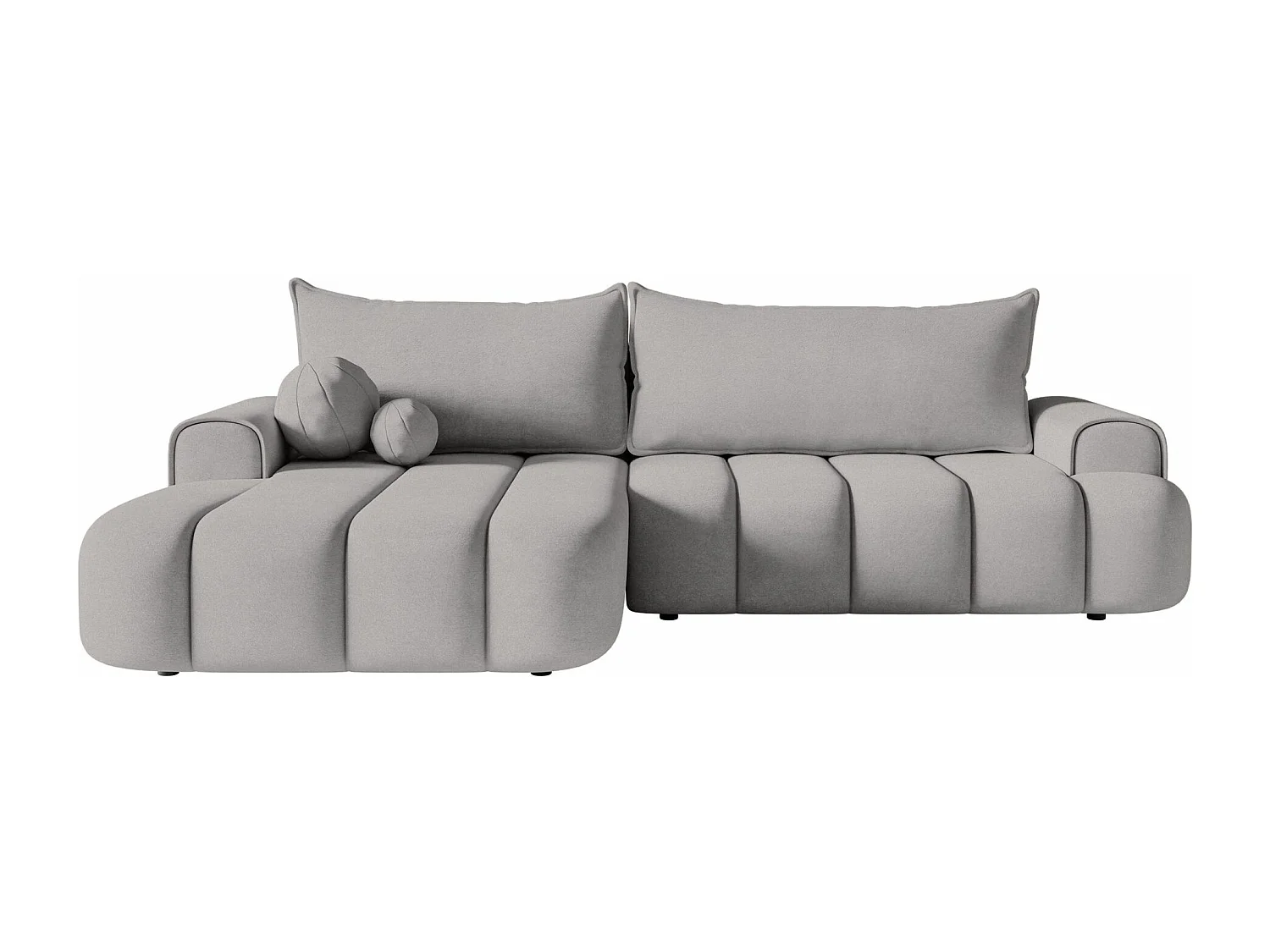 Canapé d'angle convertible - en velours gris avec revêtement -côté gauche - DANDELINO