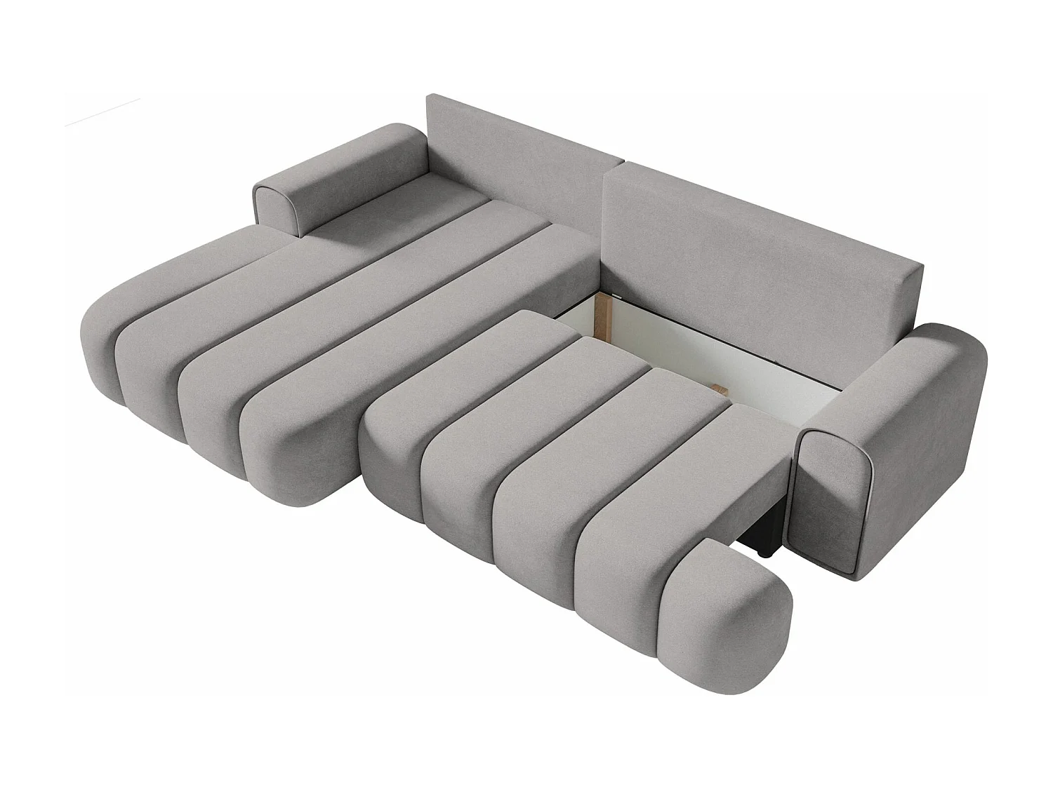 Canapé d'angle convertible - en velours gris avec revêtement -côté gauche - DANDELINO