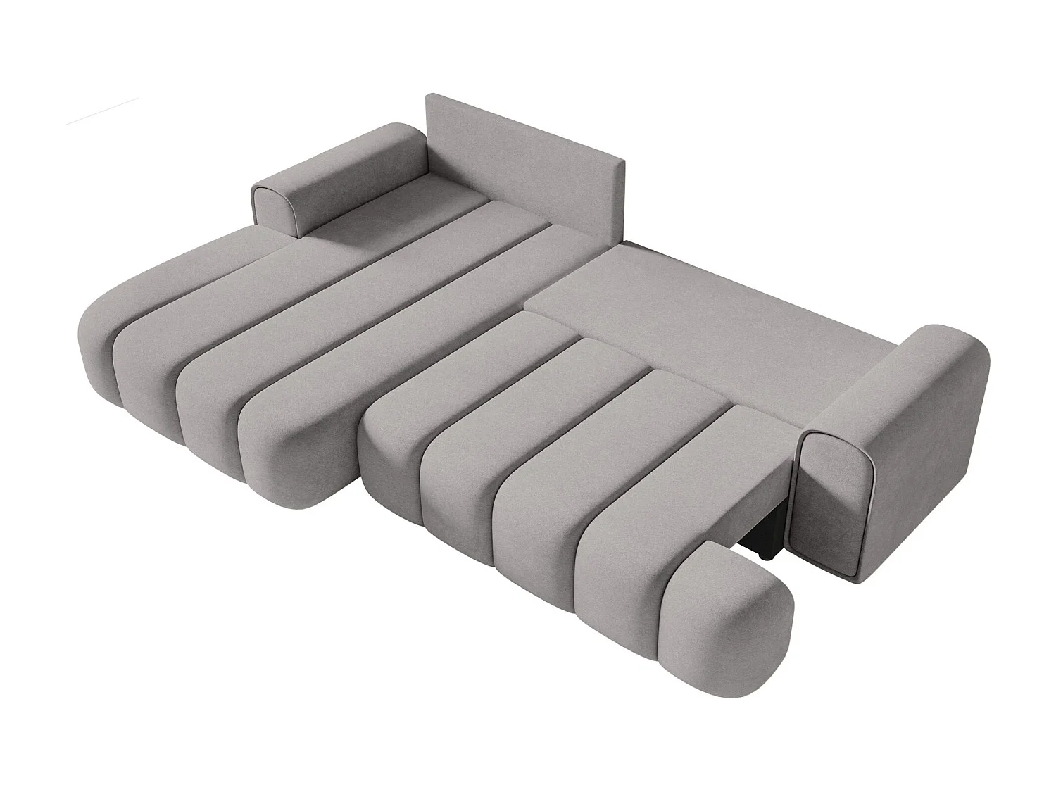 Canapé d'angle convertible - en velours gris avec revêtement -côté gauche - DANDELINO