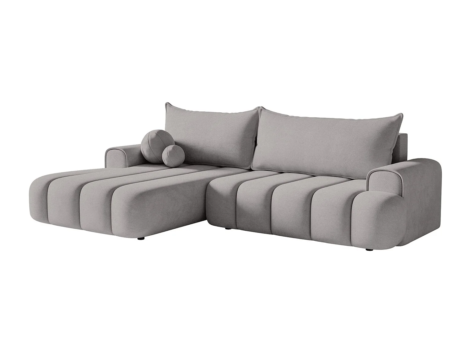 Canapé d'angle convertible - en velours gris avec revêtement -côté gauche - DANDELINO
