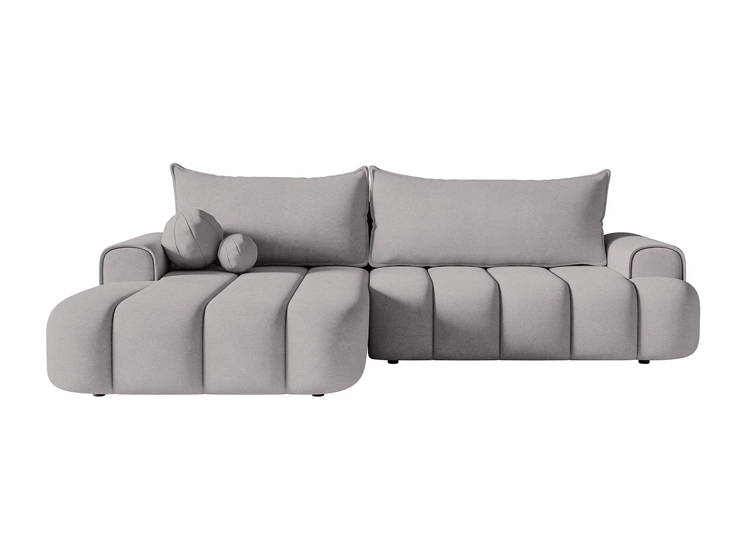 Canapé d'angle convertible - en velours gris avec revêtement -côté gauche - DANDELINO
