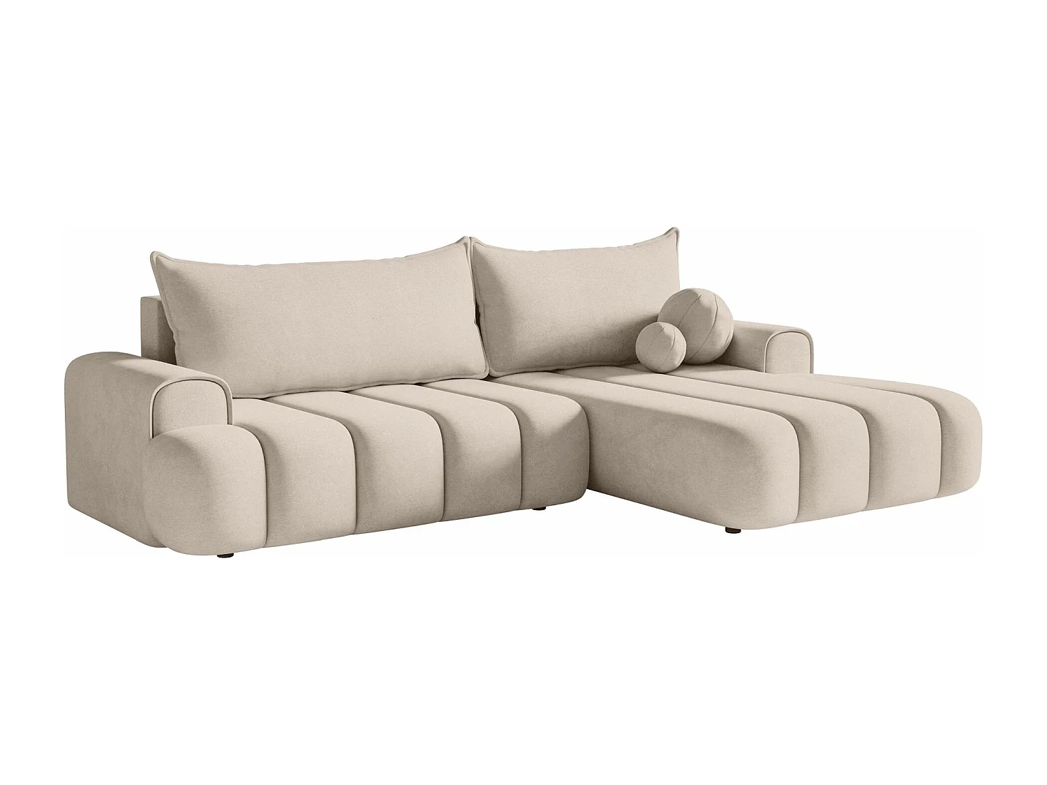 Canapé d'angle convertible - en velours grège avec revêtement - côté droit - DANDELINO