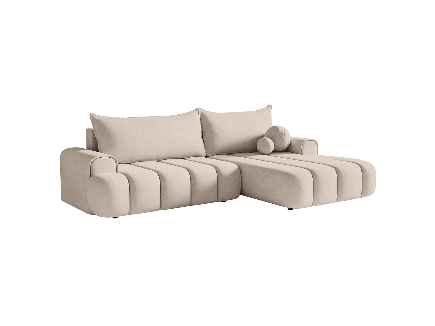 Canapé d'angle convertible - en velours grège avec revêtement - côté droit - DANDELINO