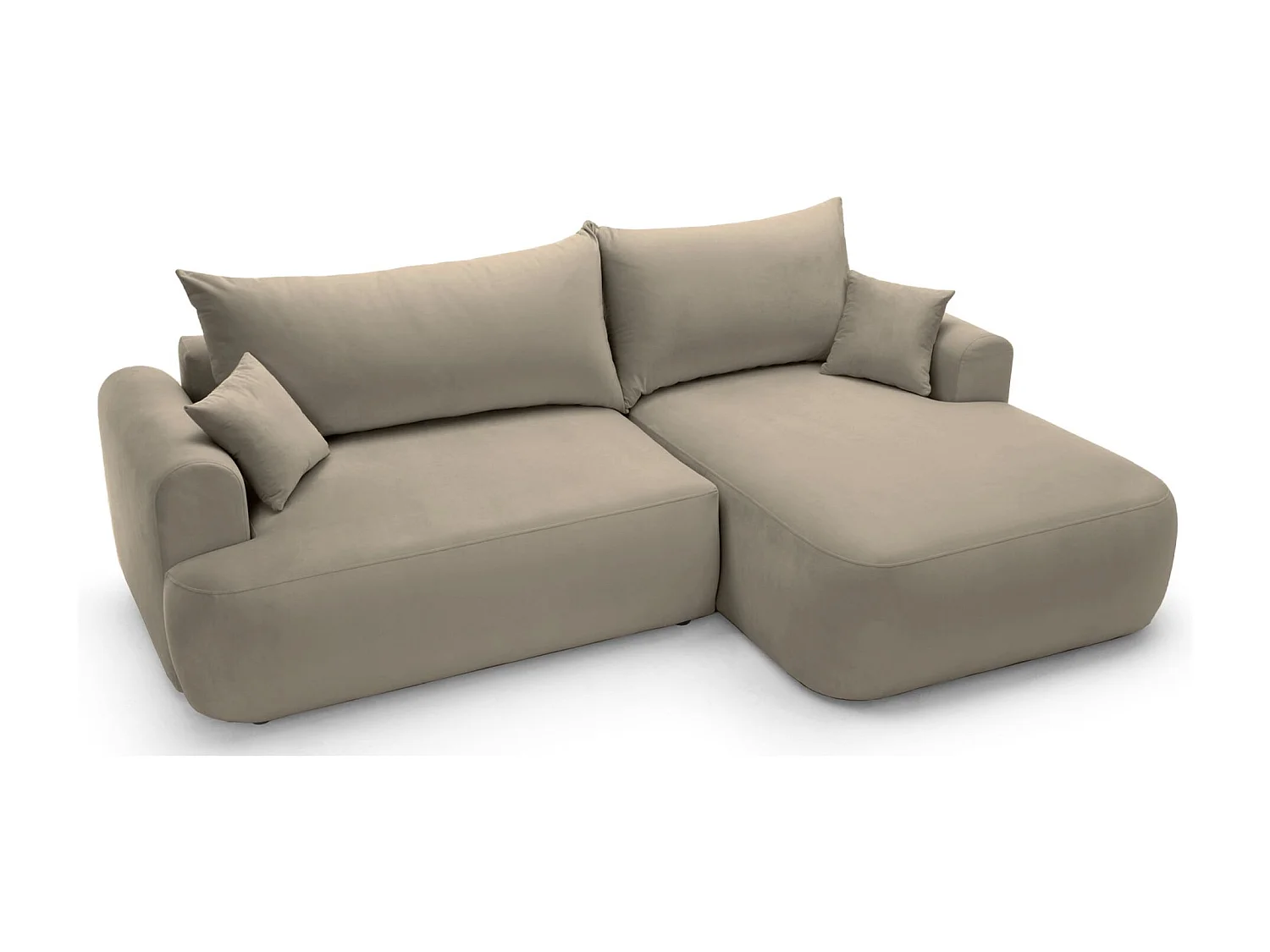 Canapé d'angle réversible - en velours gris-beige- côté droit - OVO L