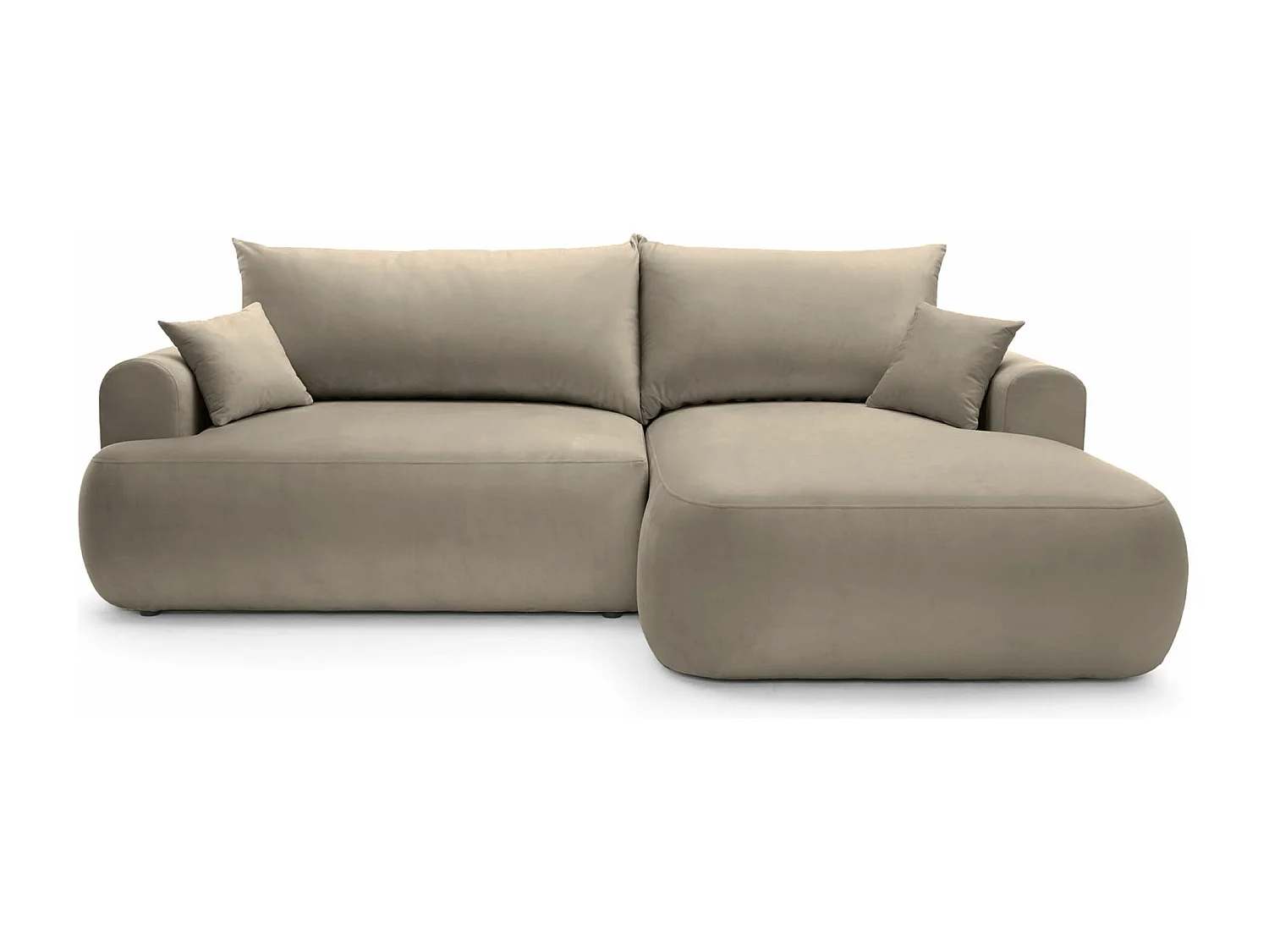 Ecksofa mit Schlaffunktion, Stauraum und Samtbezug - grau-beige - rechts - OVO
