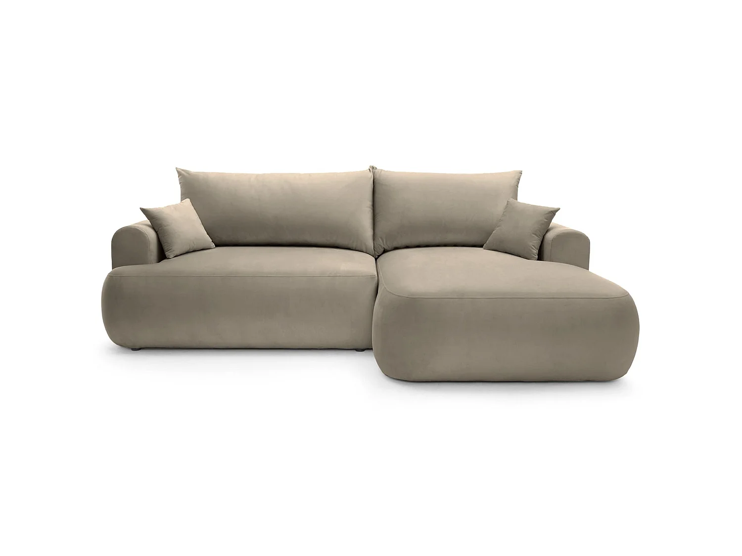 Ecksofa mit Schlaffunktion, Stauraum und Samtbezug - grau-beige - rechts - OVO