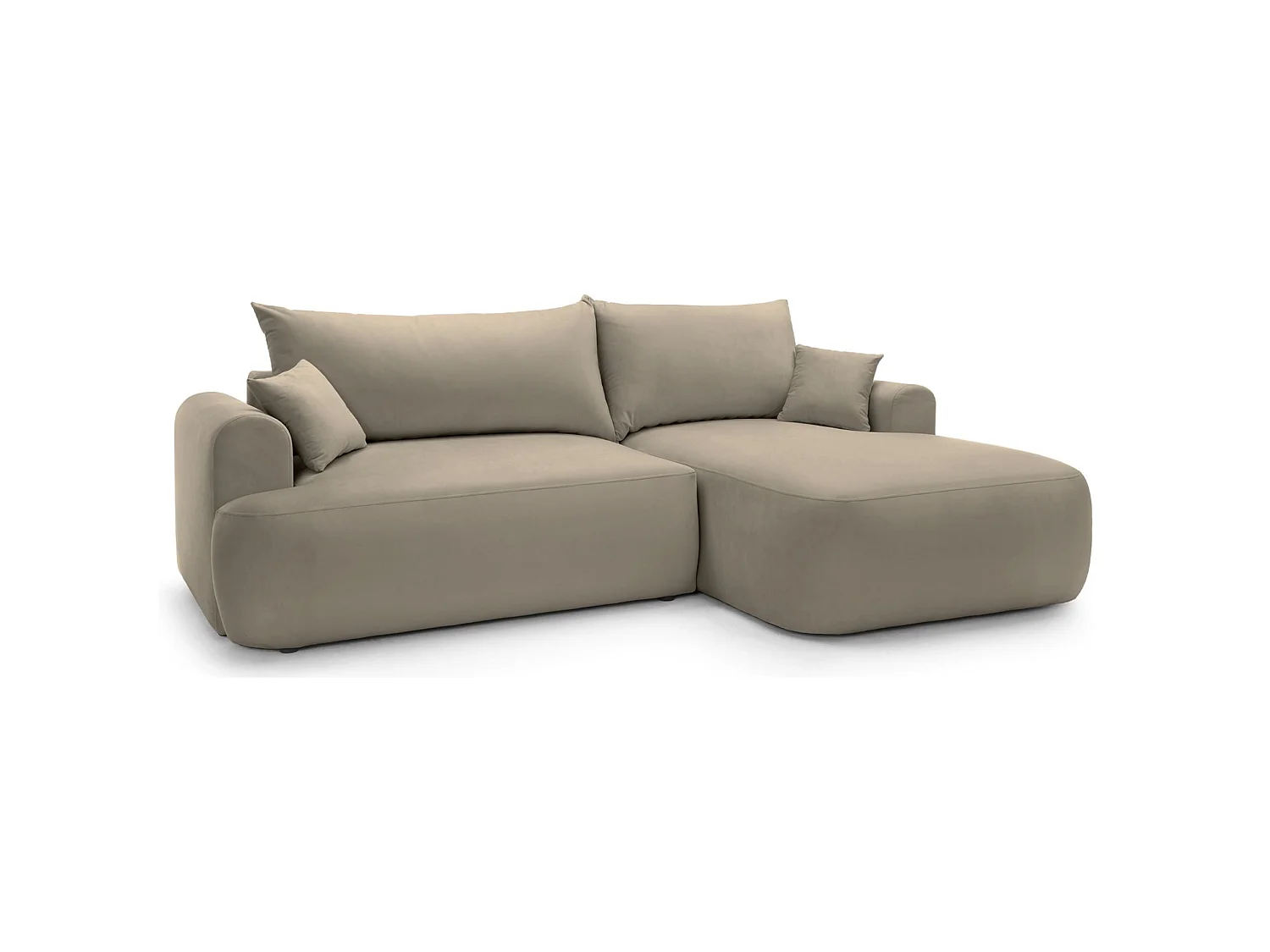 Ecksofa mit Schlaffunktion, Stauraum und Samtbezug - grau-beige - rechts - OVO