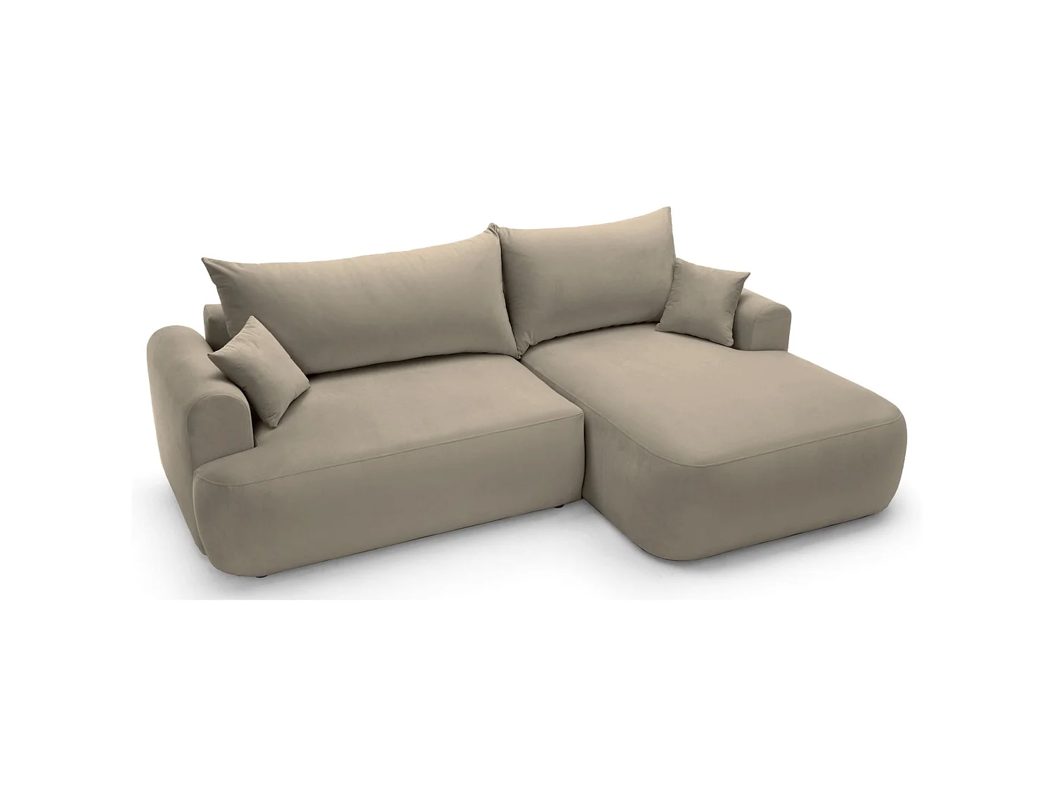 Ecksofa mit Schlaffunktion, Stauraum und Samtbezug - grau-beige - rechts - OVO