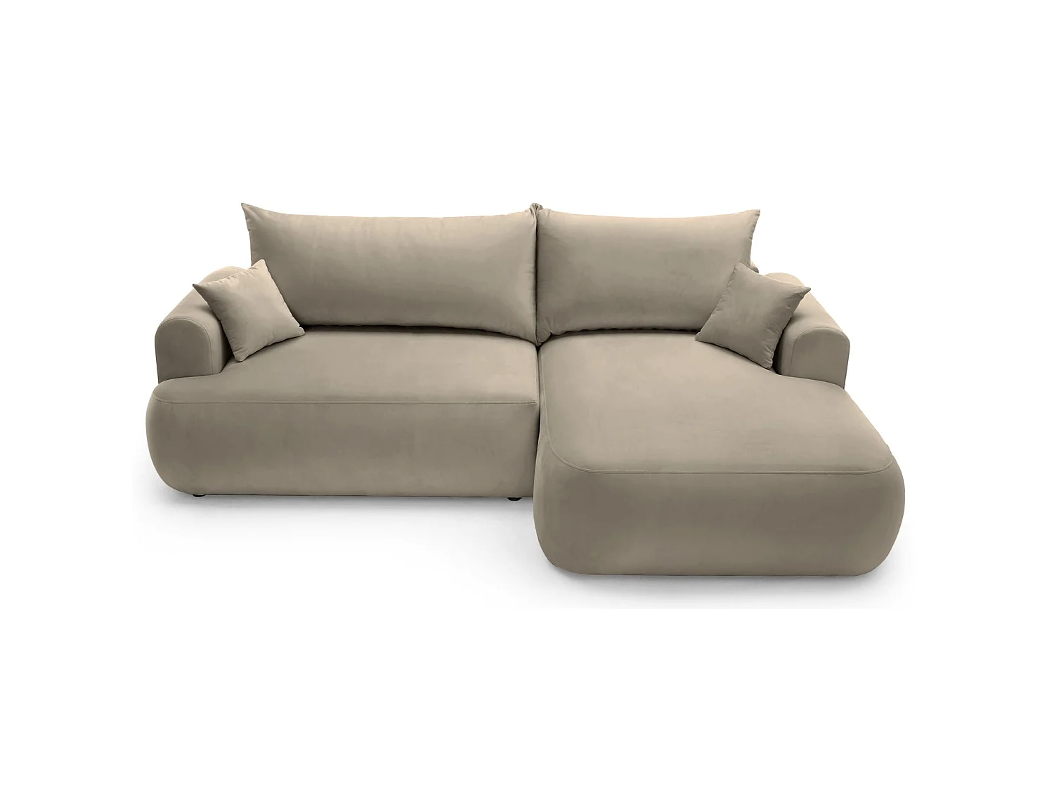 Ecksofa mit Schlaffunktion, Stauraum und Samtbezug - grau-beige - rechts - OVO