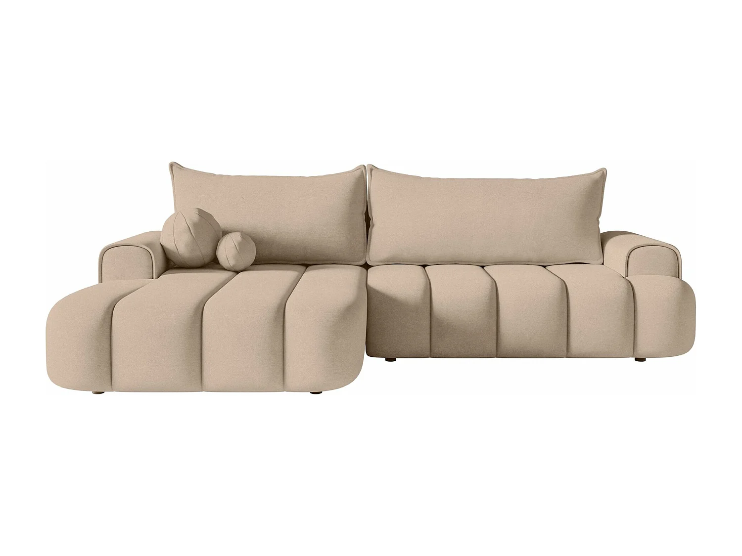 Canapé d'angle convertible - en velours beige avec revêtement - côté gauche - DANDELINO