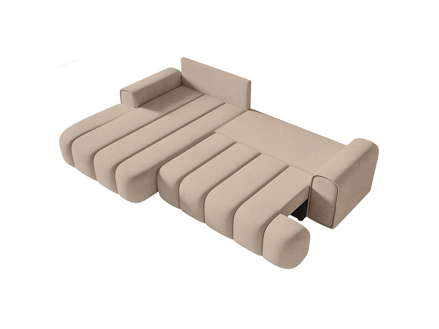 Hoekbank - in beige fluweel met stoffering - linkerzijde - DANDELINO