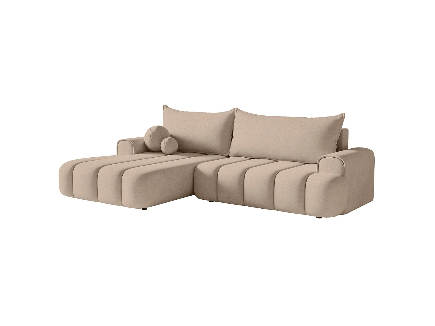 Hoekbank - in beige fluweel met stoffering - linkerzijde - DANDELINO