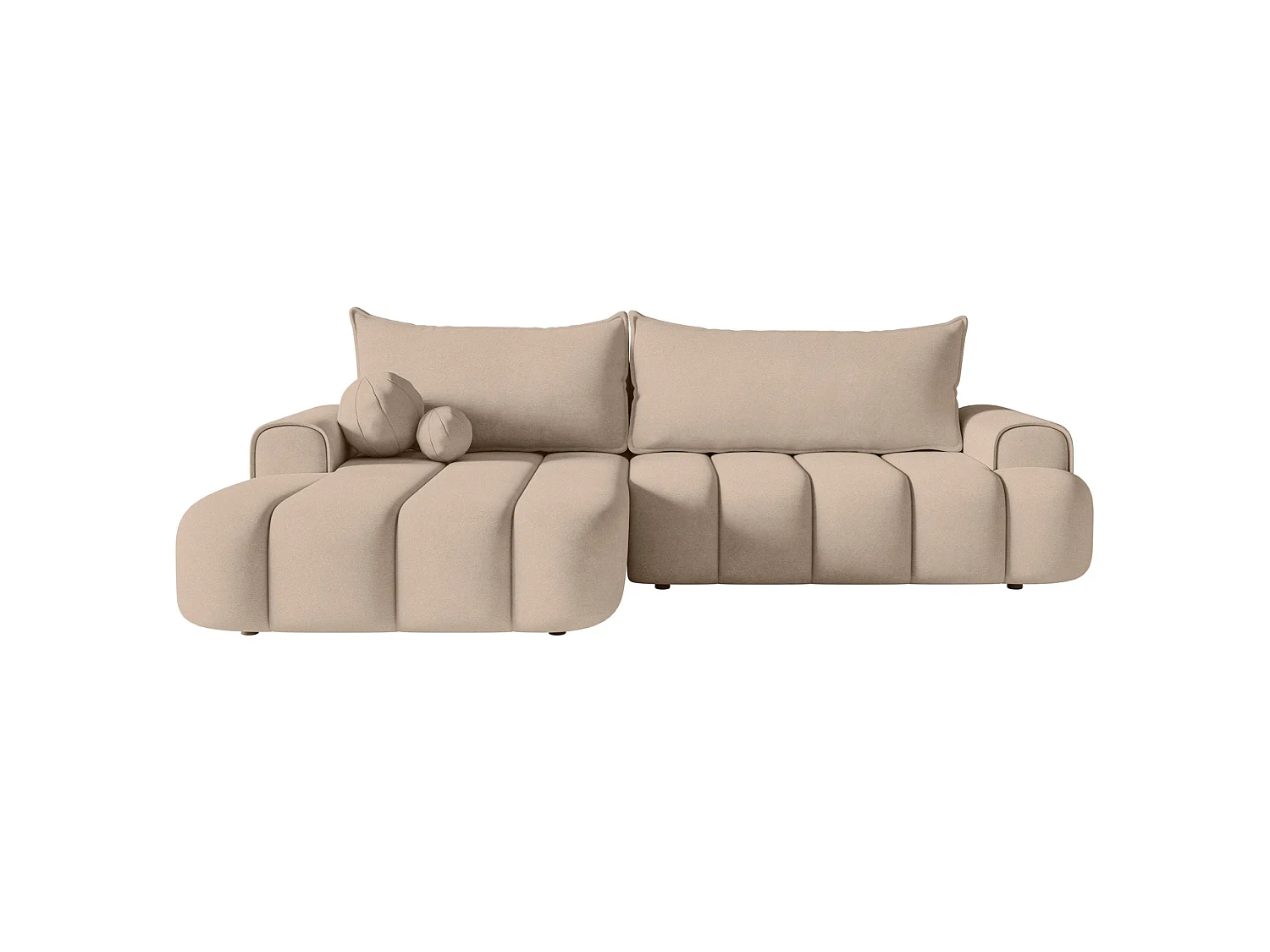 Hoekbank - in beige fluweel met stoffering - linkerzijde - DANDELINO
