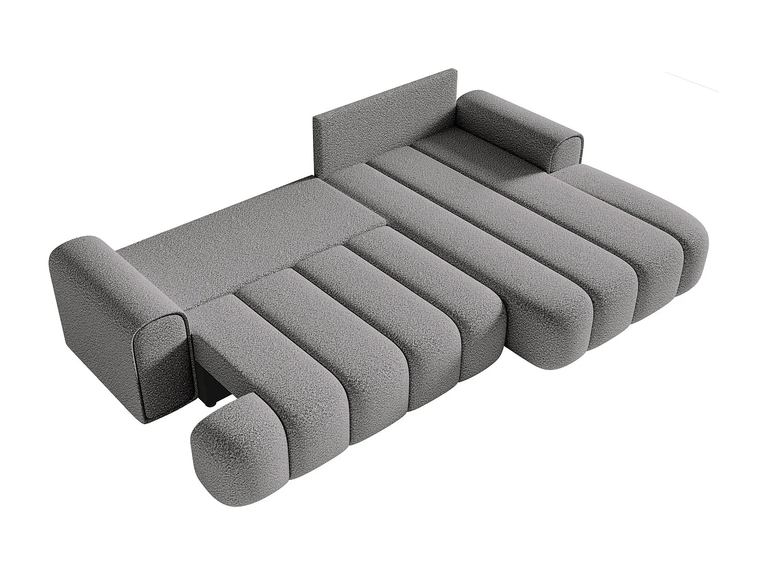 Canapé d'angle convertible - en bouclé gris avec revêtement - côté droit - DANDELINO