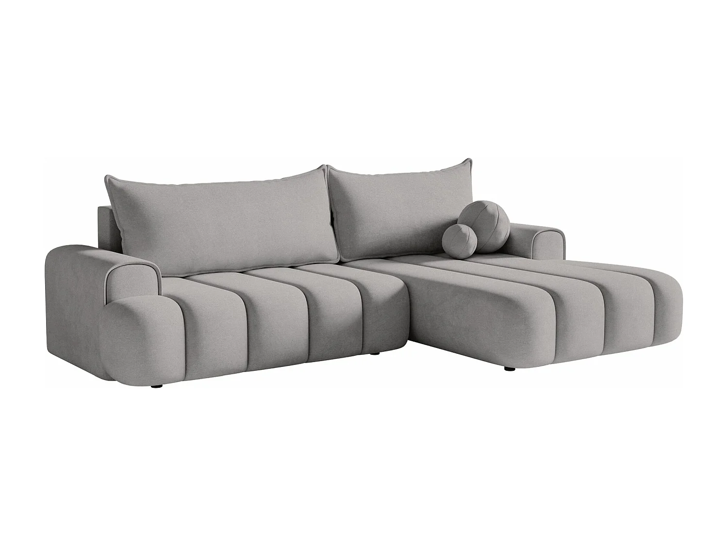 Canapé d'angle convertible - en velours gris avec revêtement - côté droit - DANDELINO