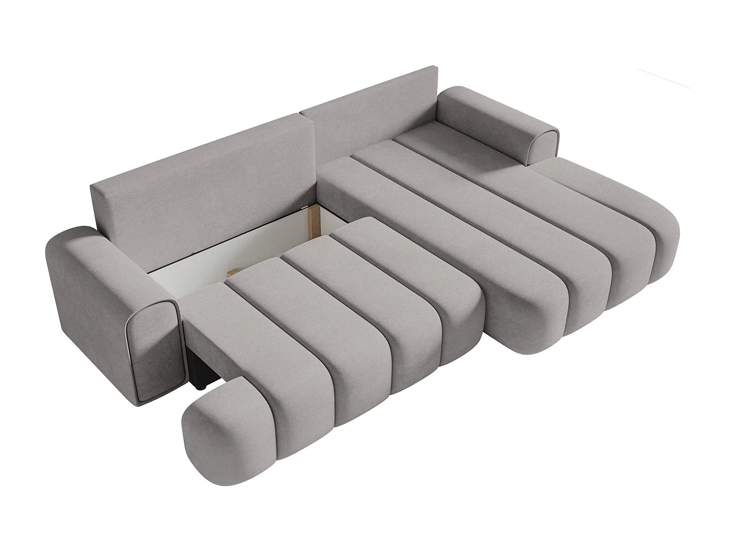 Canapé d'angle convertible - en velours gris avec revêtement - côté droit - DANDELINO