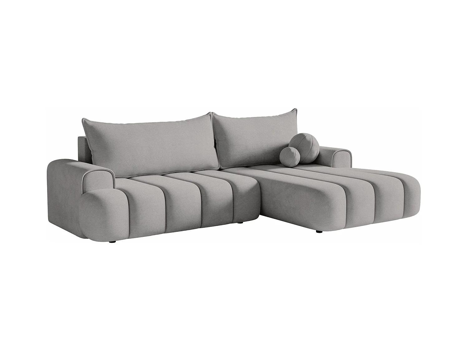 Canapé d'angle convertible - en velours gris avec revêtement - côté droit - DANDELINO