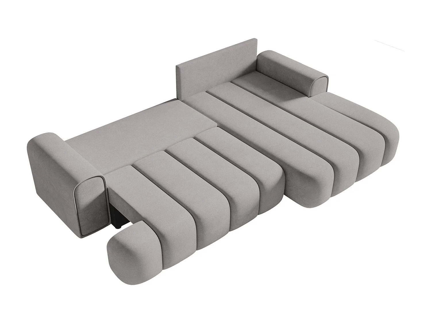 Canapé d'angle convertible - en velours gris avec revêtement - côté droit - DANDELINO