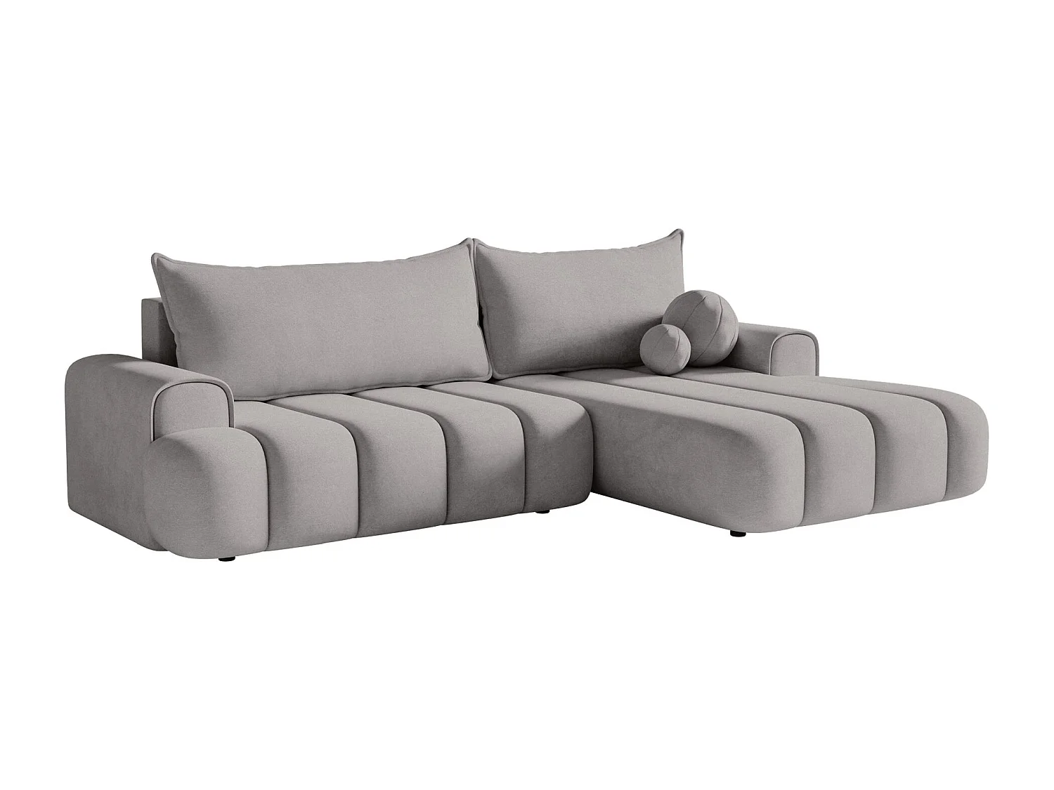 Canapé d'angle convertible - en velours gris avec revêtement - côté droit - DANDELINO