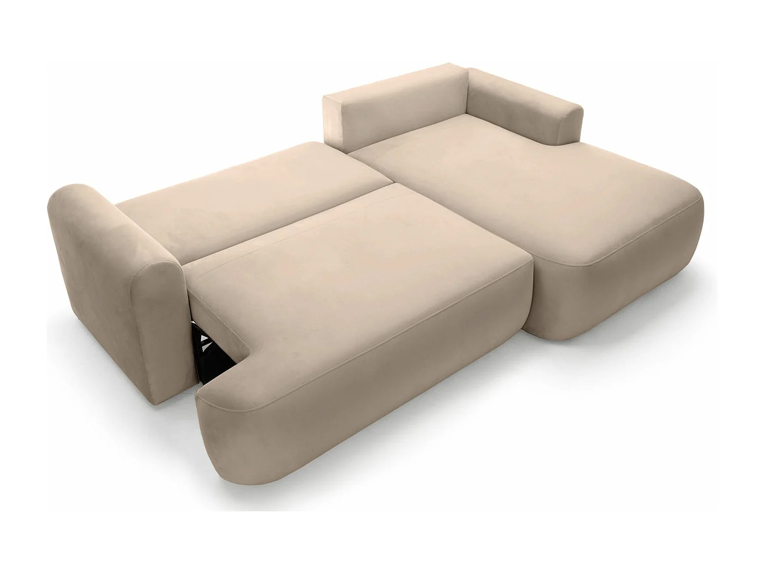 Canapé d'angle réversible - en velours beige- côté droit - OVO L