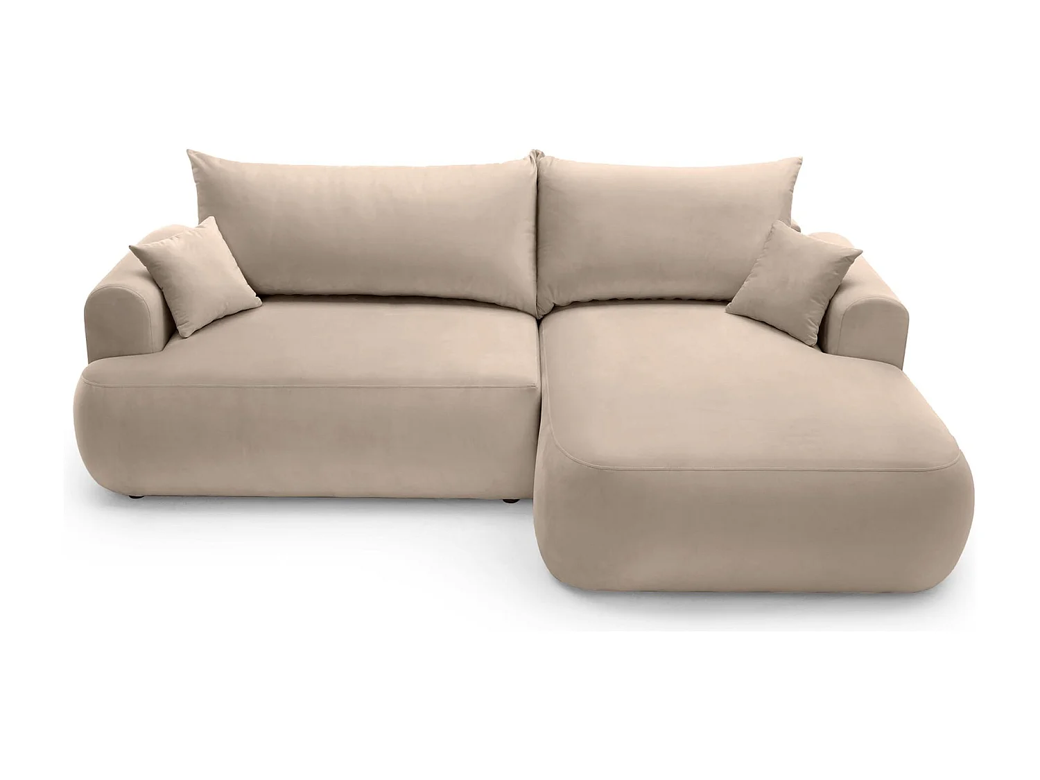 Canapé d'angle réversible - en velours beige- côté droit - OVO L