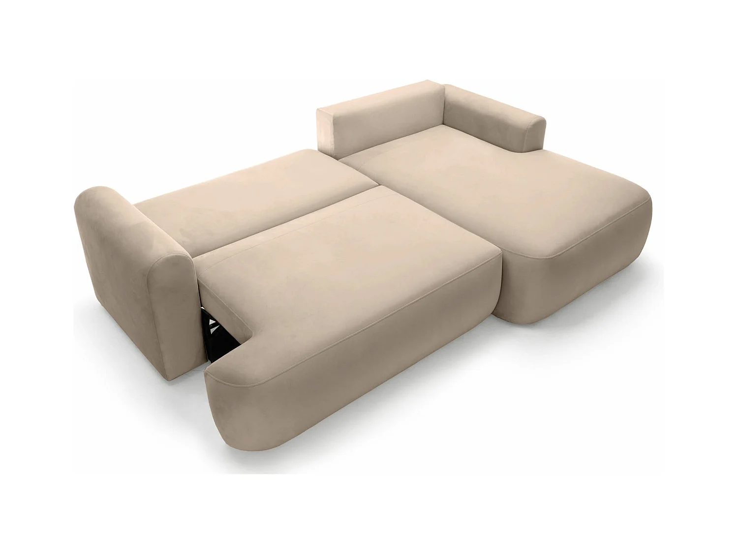 Canapé d'angle réversible - en velours beige- côté droit - OVO L