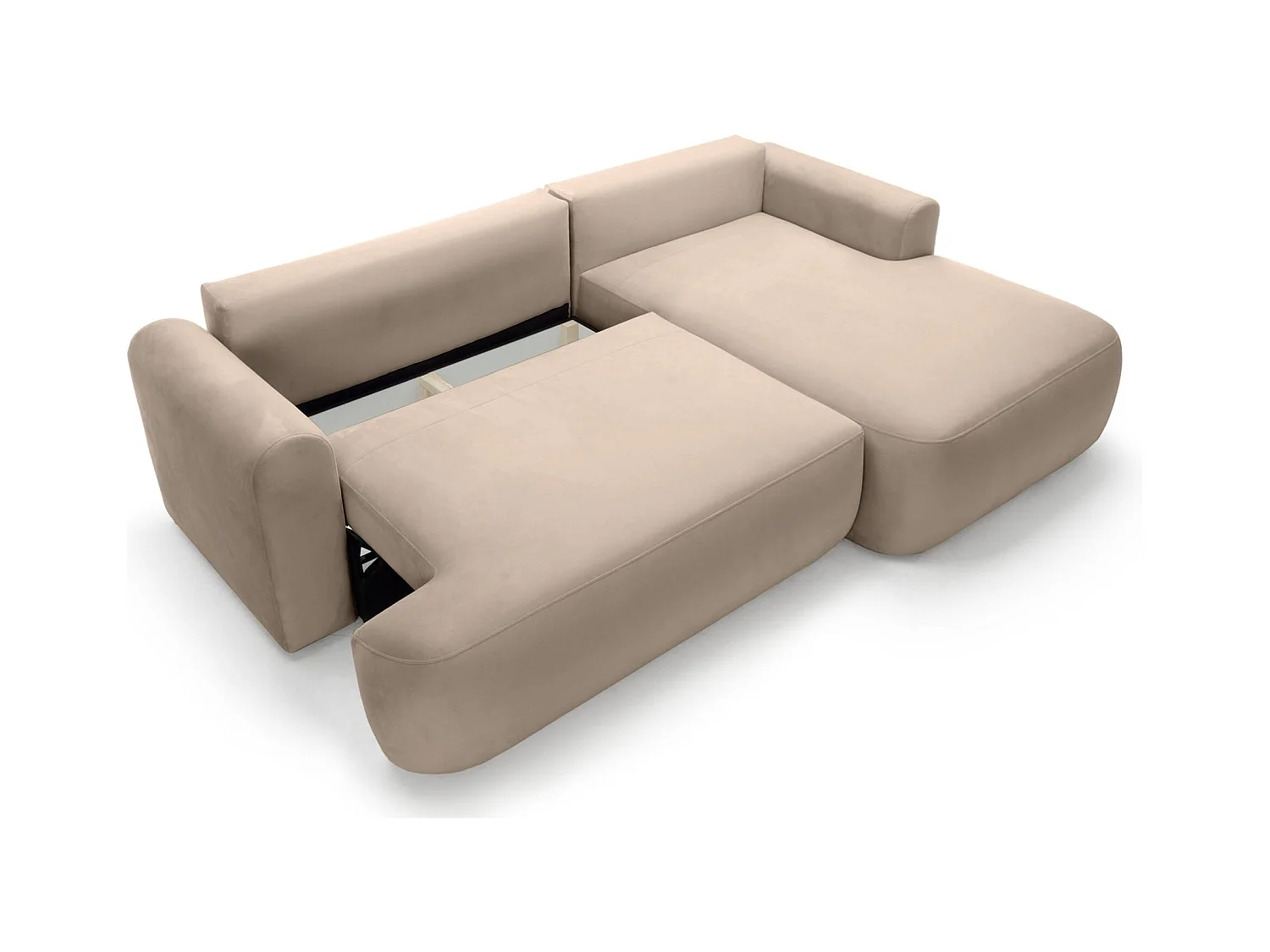 Canapé d'angle réversible - en velours beige- côté droit - OVO L