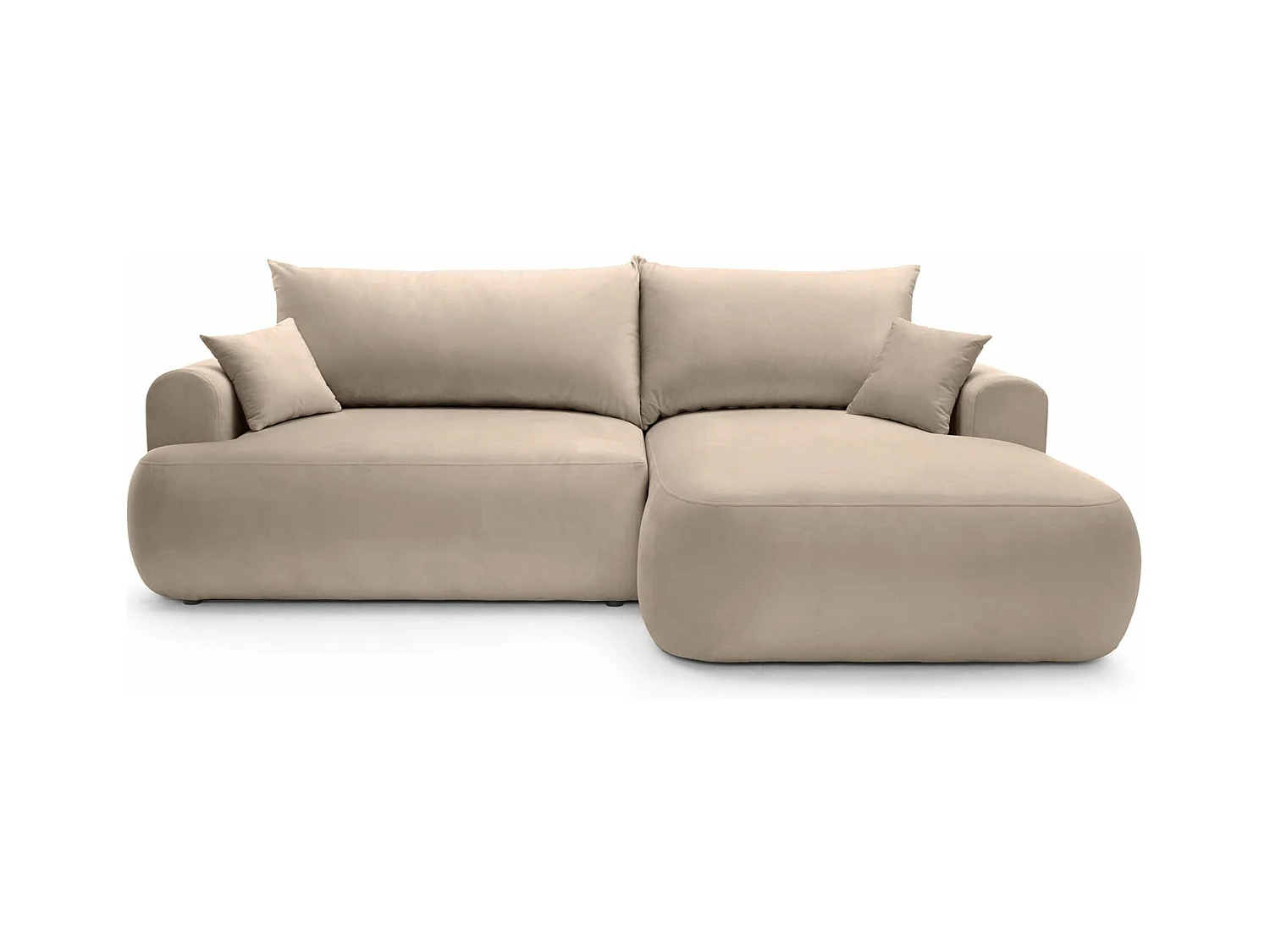 Canapé d'angle réversible - en velours beige- côté droit - OVO L