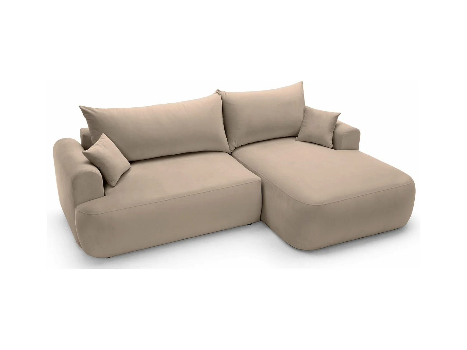 Canapé d'angle réversible - en velours beige- côté droit - OVO L