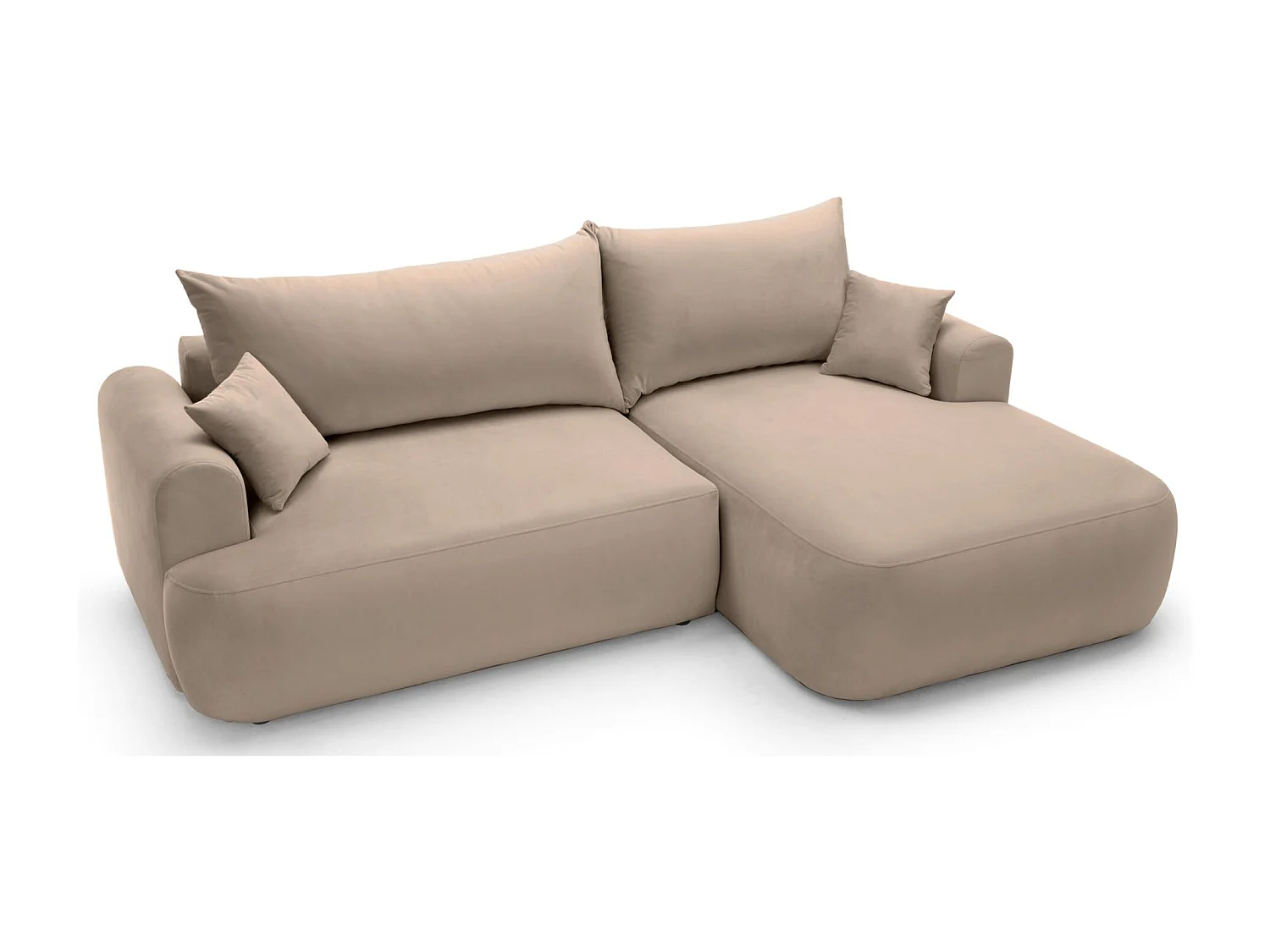 Canapé d'angle réversible - en velours beige- côté droit - OVO L