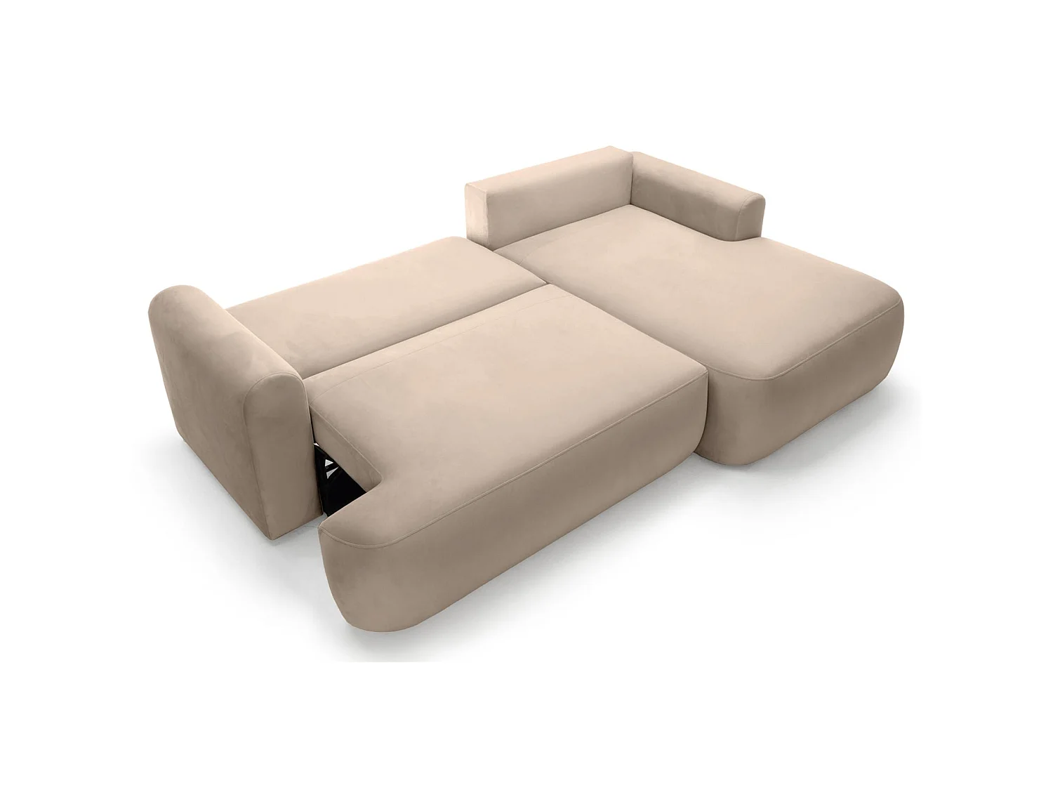Canapé d'angle réversible - en velours beige- côté droit - OVO L