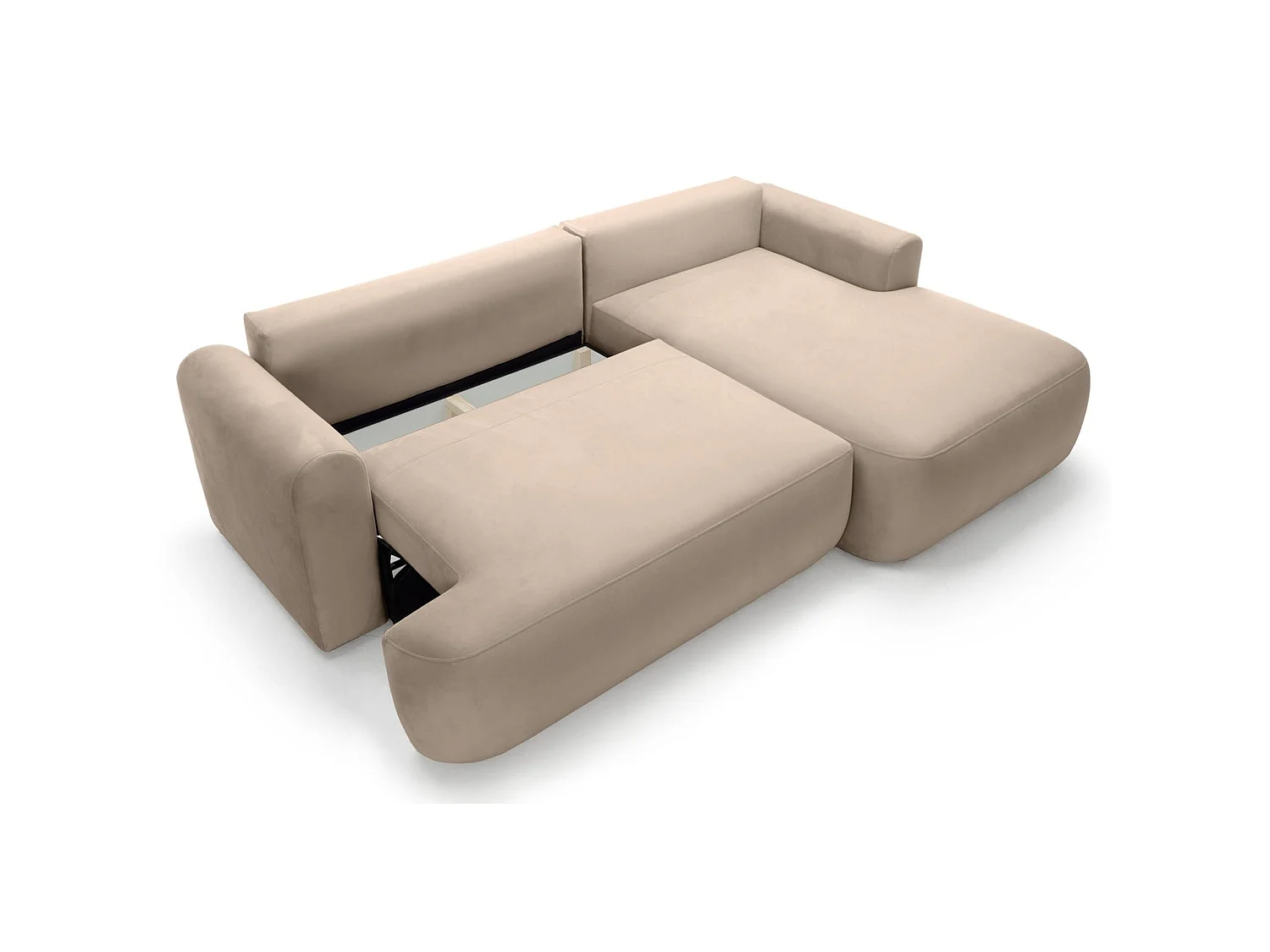 Canapé d'angle réversible - en velours beige- côté droit - OVO L