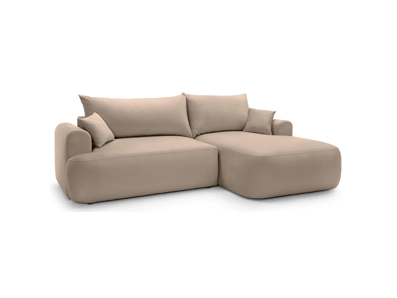 Canapé d'angle réversible - en velours beige- côté droit - OVO L