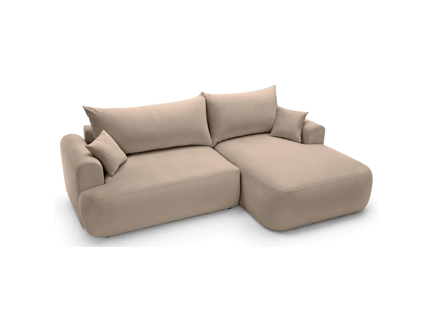 Canapé d'angle réversible - en velours beige- côté droit - OVO L