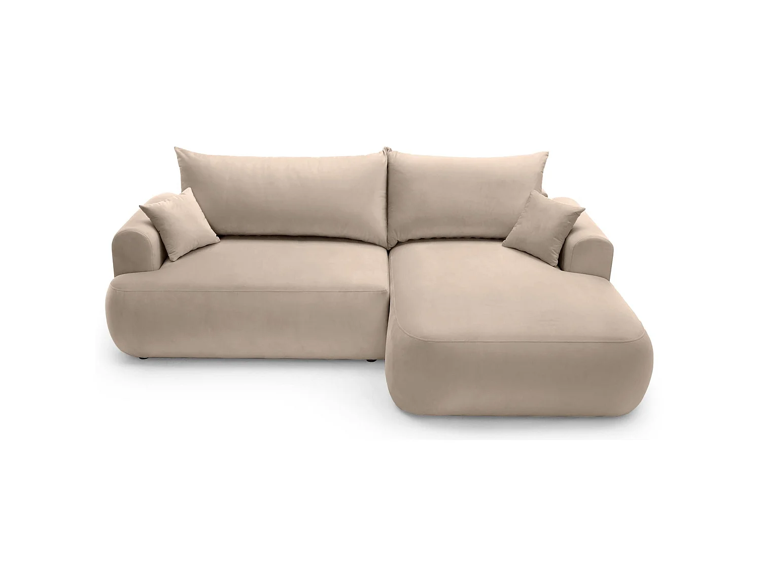 Canapé d'angle réversible - en velours beige- côté droit - OVO L
