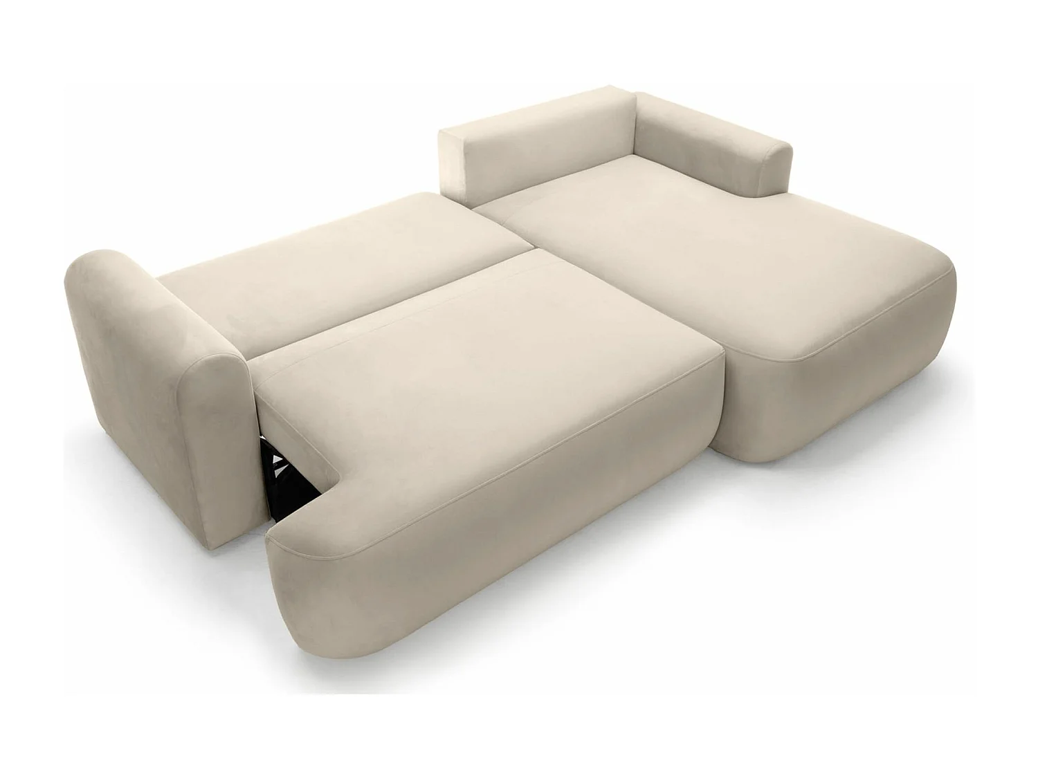 Canapé d'angle réversible - en velours beige clair- côté droit - OVO L