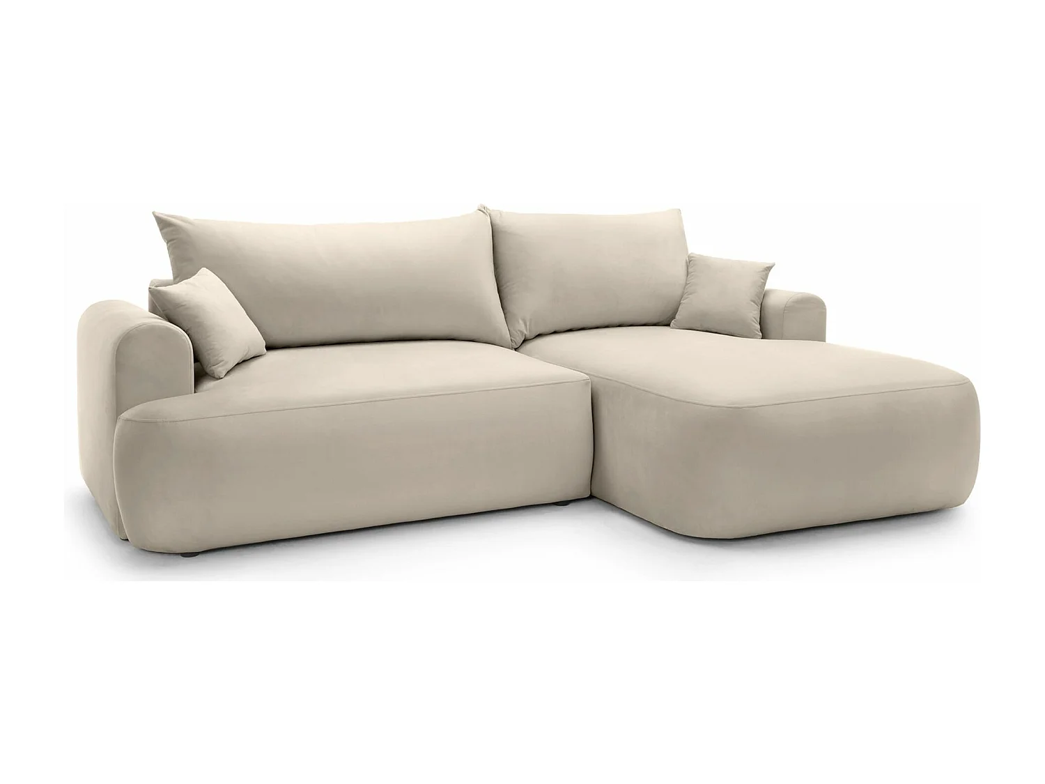 Canapé d'angle réversible - en velours beige clair- côté droit - OVO L