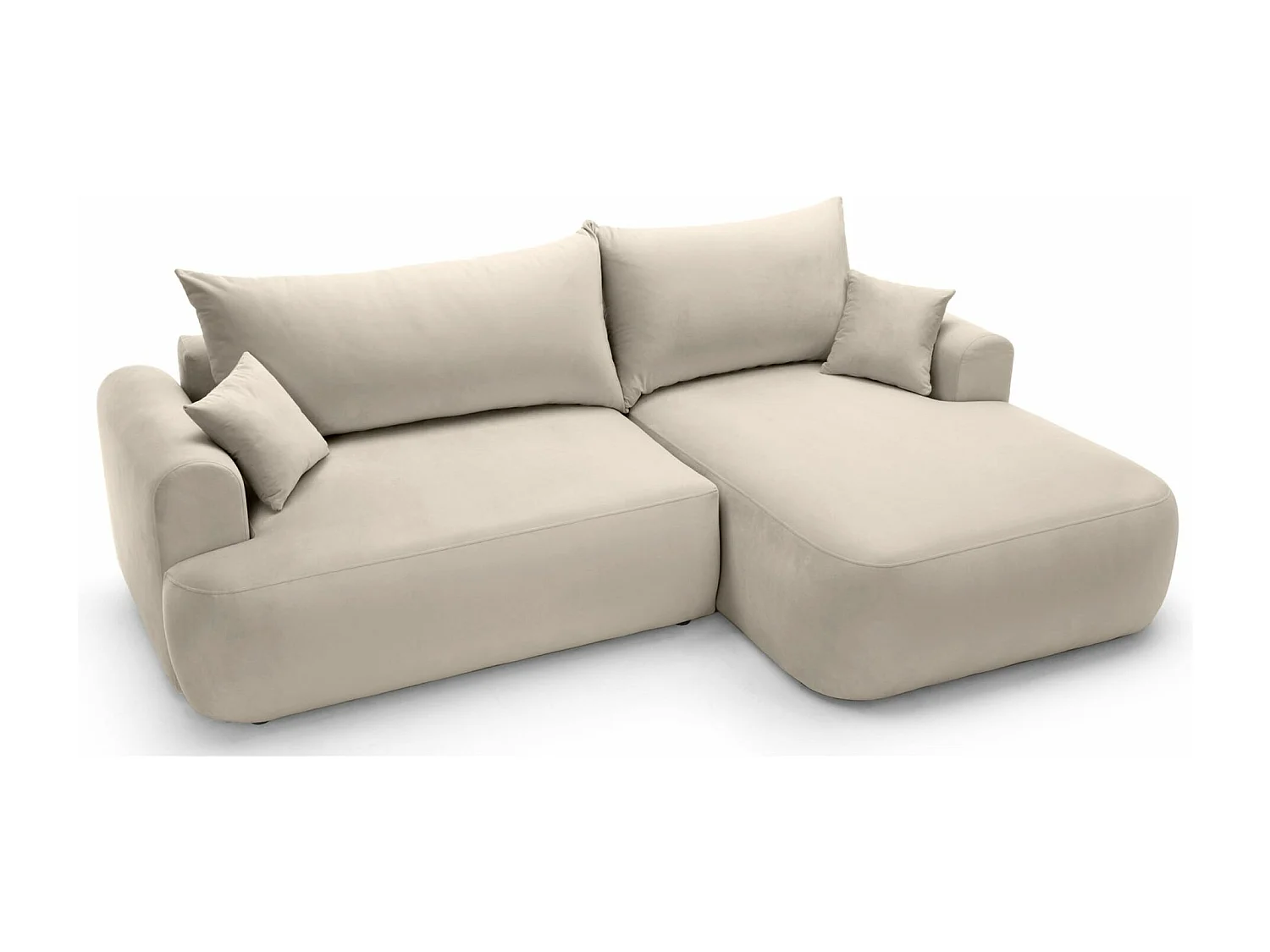 Canapé d'angle réversible - en velours beige clair- côté droit - OVO L