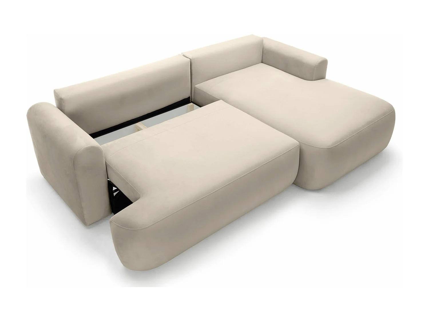 Canapé d'angle réversible - en velours beige clair- côté droit - OVO L