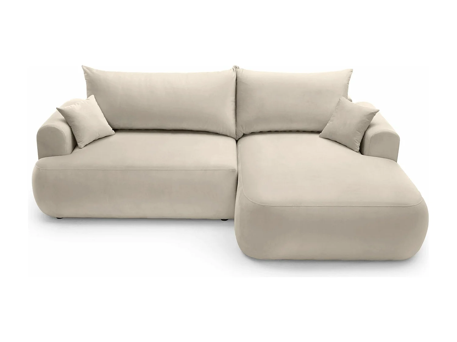 Canapé d'angle réversible - en velours beige clair- côté droit - OVO L