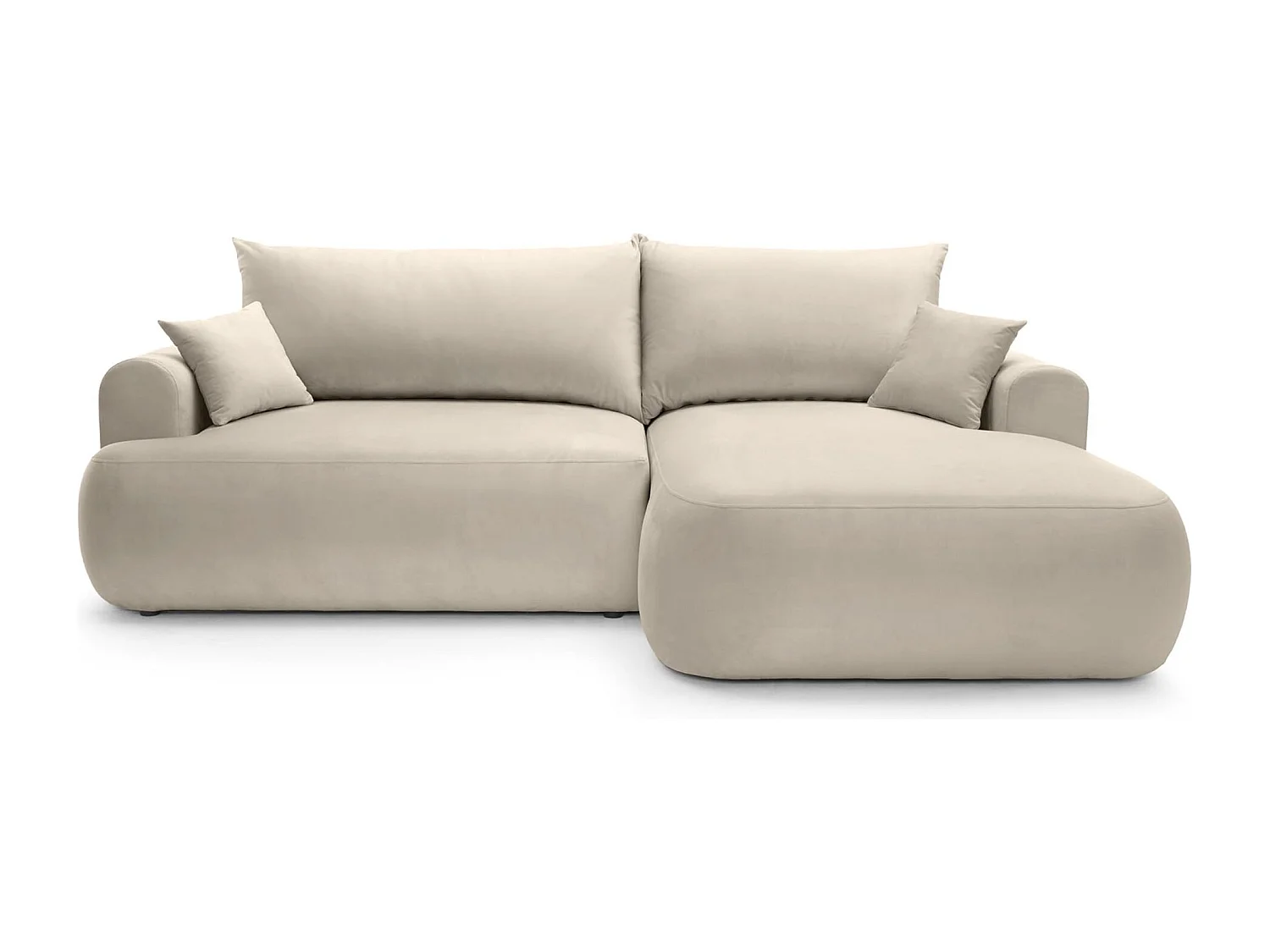 Omkeerbare hoekbank - in lichtbeige fluweel - rechterkant - OVO L